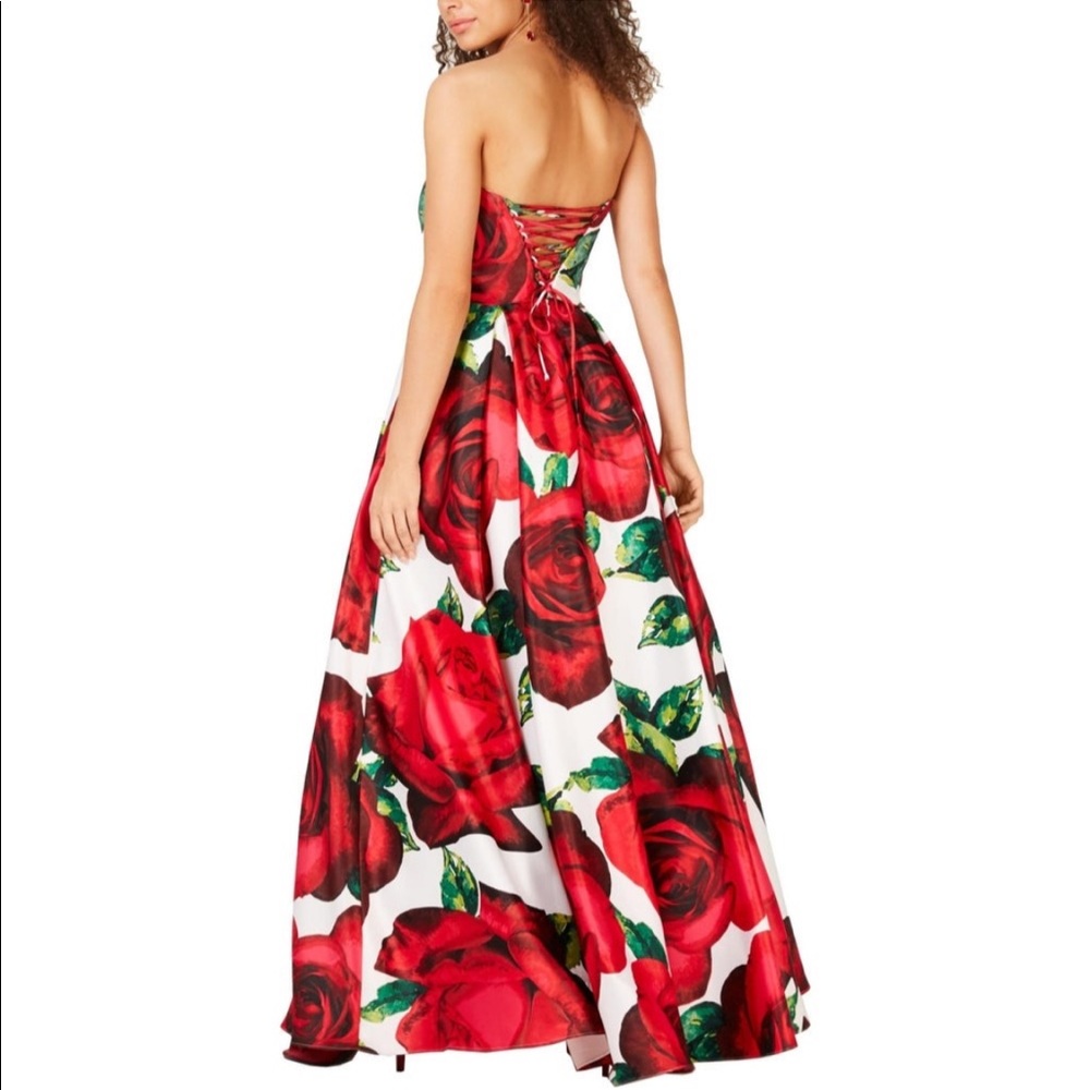 Long Floral Lace up Social dress